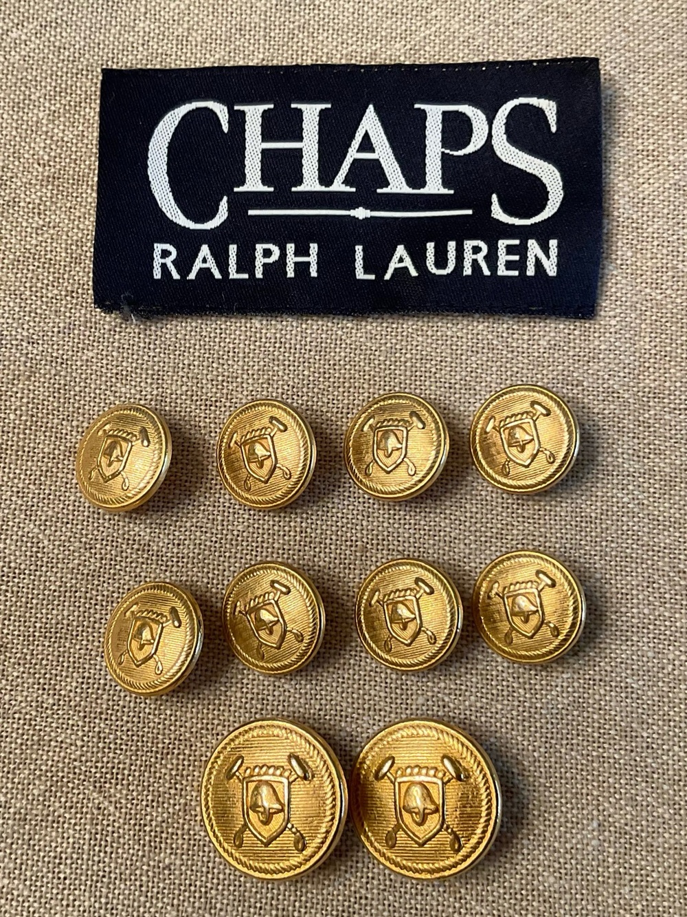 Chaps Polo Brass Buttons and Tag